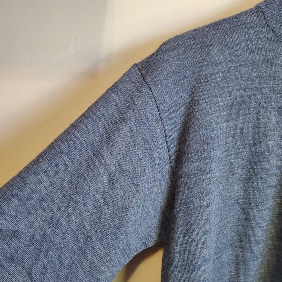 BELLISSIMO Vintage Merino Wool Blend Mock Neck Sweater Shirt Blue Men's Small - Picture 4 of 12